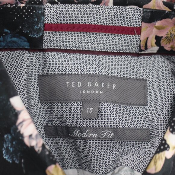 Ted Baker London Shirt Mens 15 Floral Long Sleeve Button Up Modern Fit party - Picture 10 of 12